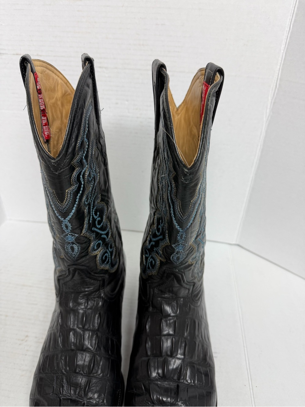 Boca Negro Jr. SZ 30 USA 11 Genuine Leather Alligator Print Cowboy Boots Mexico - Picture 5 of 13